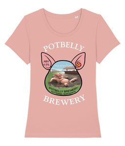 Ladies Cotton Potbelly Brewery Hedonism Scoop Neck T-Shirt
