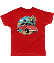 Load image into Gallery viewer, Men&#39;s T-Shirt of a Man Driving Convertible Beetle near the Beach