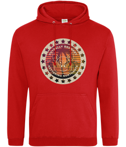 Vintage Retro Potbelly Brewery UK Hoodie - Drinking Beer under the Palm trees