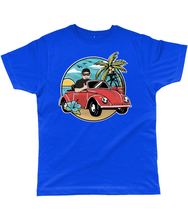 Load image into Gallery viewer, Men&#39;s T-Shirt of a Man Driving Convertible Beetle near the Beach